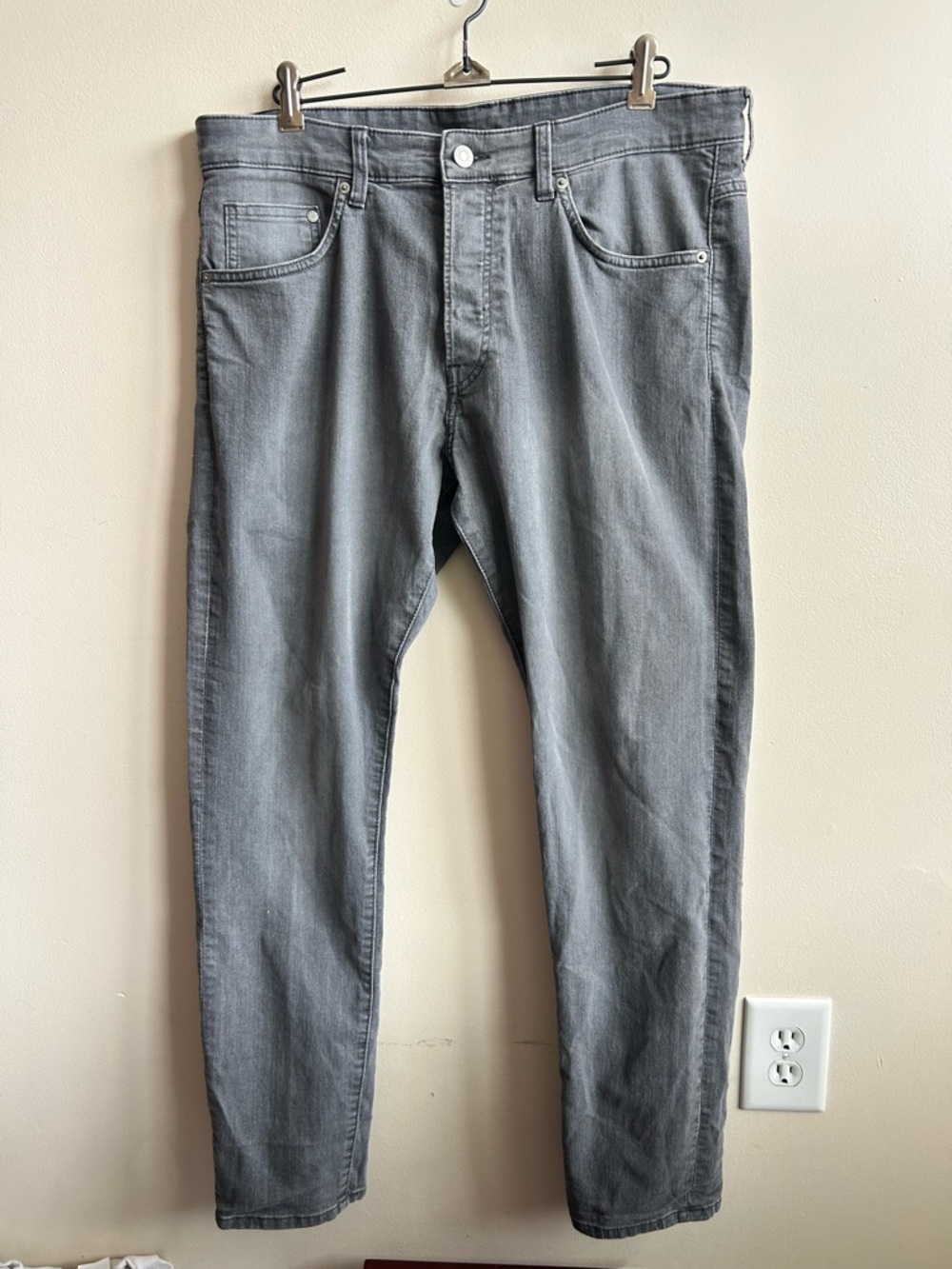 & Denim Jeans Mens 36 Gray Skinny Stretch Hippie Ankle Button Fly Ankle Casual